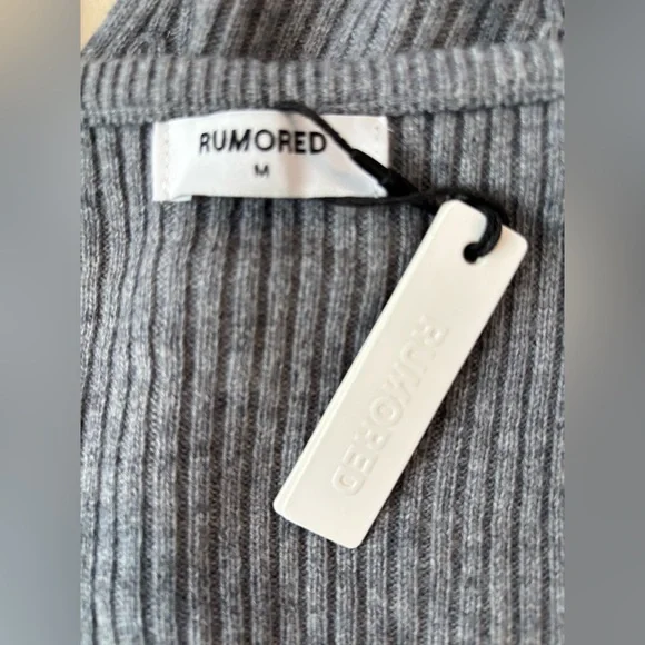 Rumored Wide Leg Knit Pants Two Piece Lounge Set In Charcoal Medium Size NWT - Picture 8 of 12